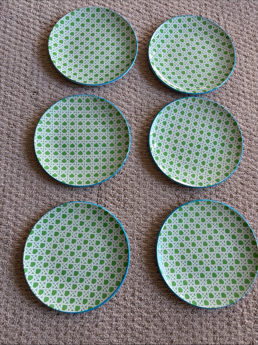 Design Within Reach by Cynthia Rowley Green and White Salad Plates, Set of 6